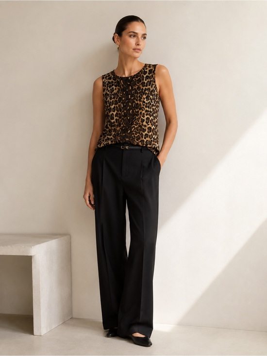 Lafayette 148 New York Tops - Lafayette 148 New York Leopard Print Sleeveless Business Career Knit Top SZ M